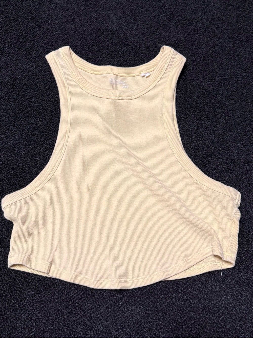 PacSun Ribbed Crop Tank Top - Light Yellow
